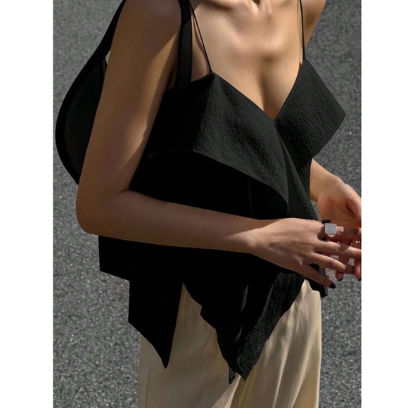 Black Ruffle Cami Top Flowy - Picture 3 of 7